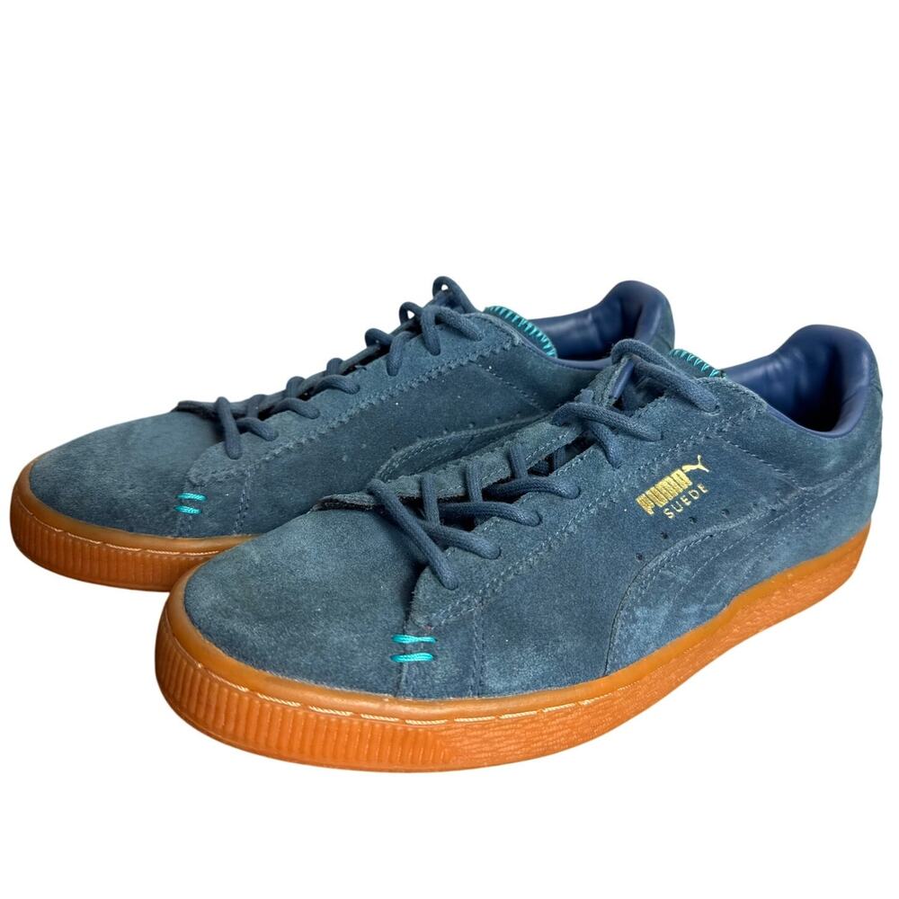 Puma Suede Crafted Pack Size 7 Mens Blue Shoes 356172 Gum Soles Classic Sneakers